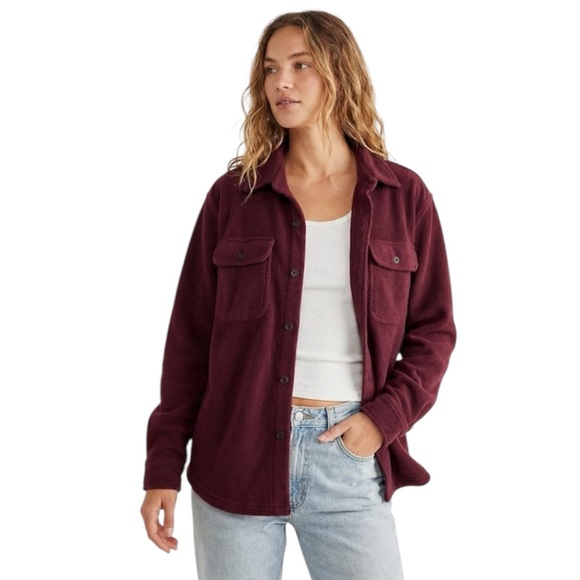 RedHead Maroon Button Down Fleece Shirt Jacket - Picture 1 of 9
